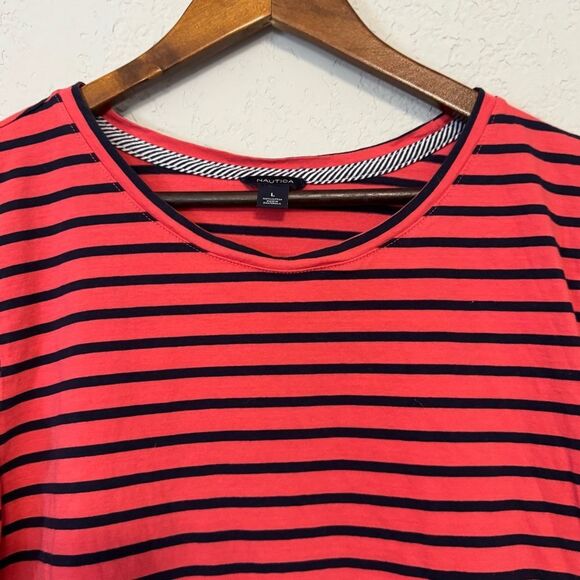Women's Nautica Red and Navy Striped Short Sleeve Tee - Picture 3 of 9